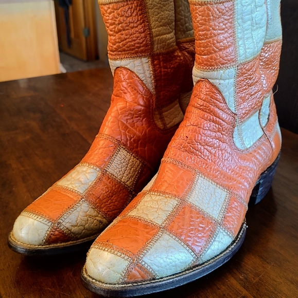 Sanders Boot Company Shoes Vintage Patch Work Cowboy Boots By